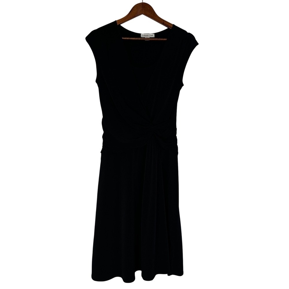 Coldwater Creek Womens Dress 10 Black Pull Over Sleeveless Front Twist made USA